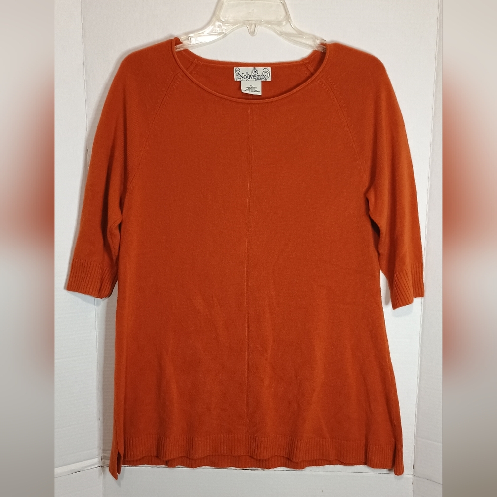 Noaveaux Women's Orange 3/4 Sleeve Sweater Size XL